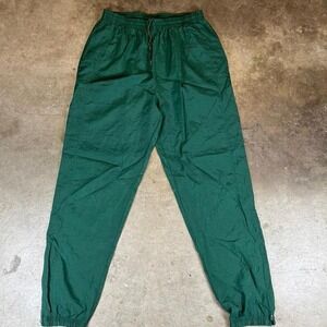 Reebok Vintage 90s Nylon Track Pants Mens Large Forest Green Windbreaker Joggers